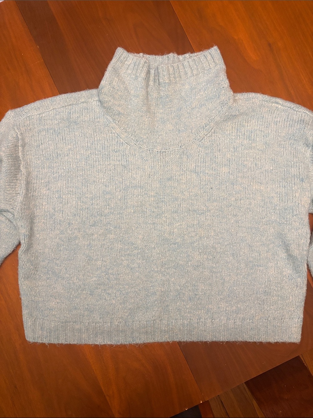 Pilcro Sky Blue Cropped Turtleneck Sweater